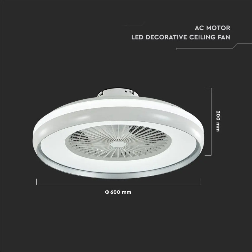 LED Плафониера с вентилатор LED/45W/230V 3000/4000/6500K сив + дистанционно управление