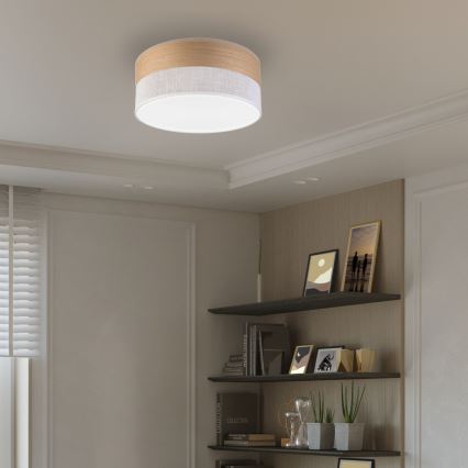 LED Плафониера SIRJA WOOD LED/20W/230V Ø 35 см бял/дъб