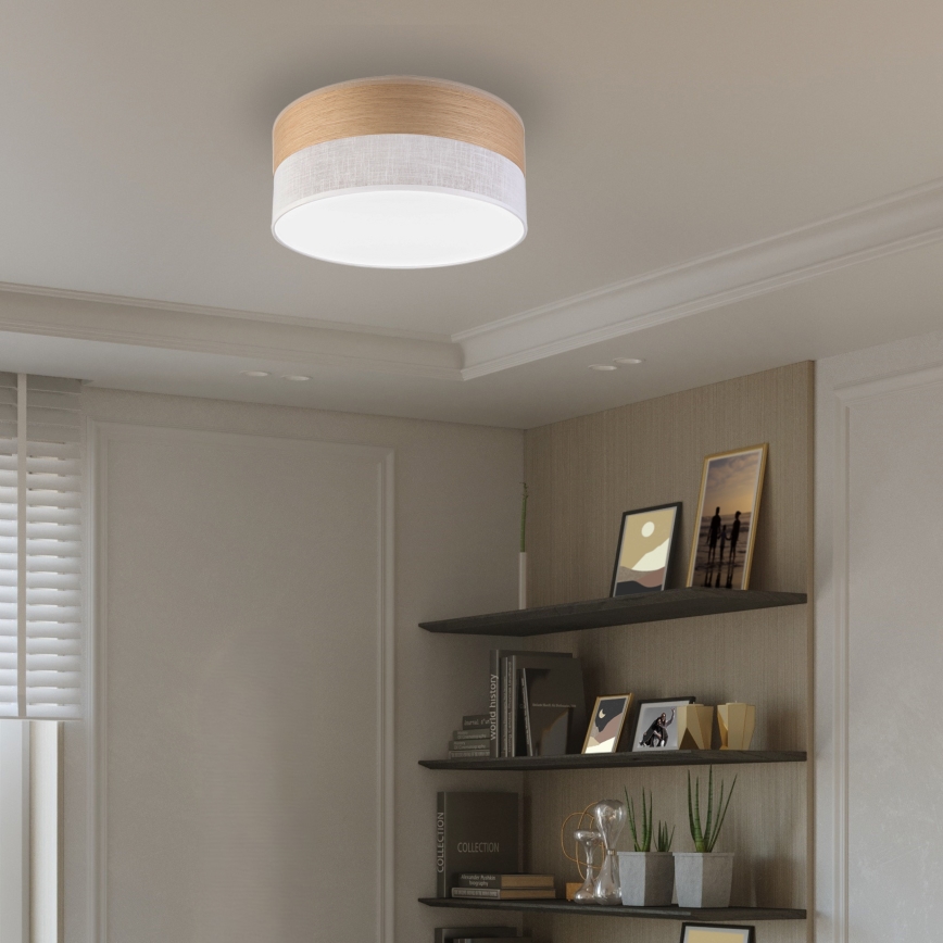 LED Плафониера SIRJA WOOD LED/20W/230V Ø 35 см бял/дъб