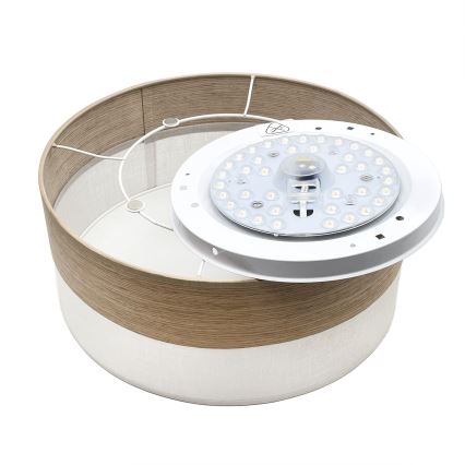 LED Плафониера SIRJA WOOD LED/20W/230V Ø 35 см бял/дъб