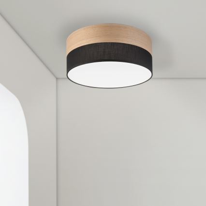 LED Плафониера SIRJA WOOD LED/20W/230V Ø 35 см черен/дъб