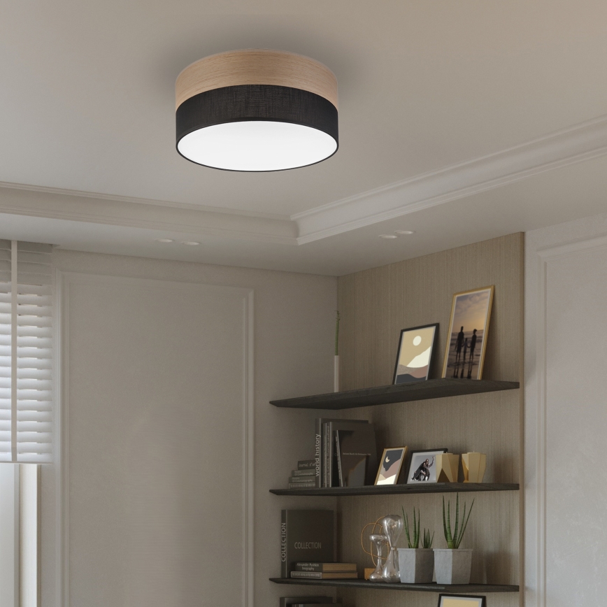 LED Плафониера SIRJA WOOD LED/20W/230V Ø 35 см черен/дъб