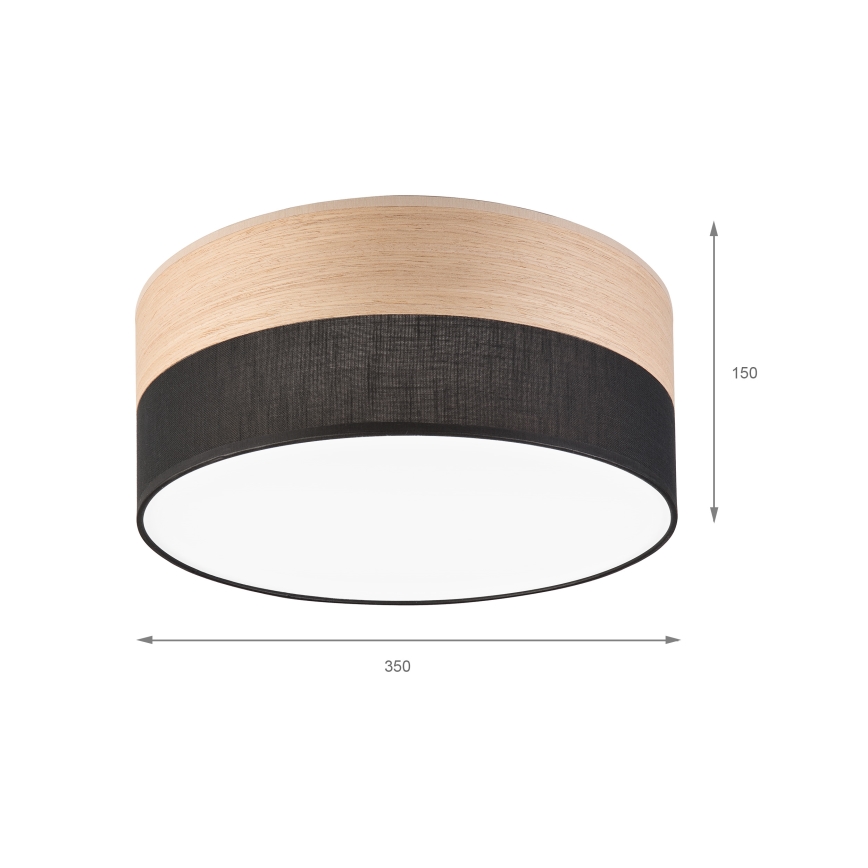 LED Плафониера SIRJA WOOD LED/20W/230V Ø 35 см черен/дъб