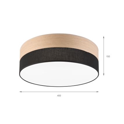 LED Плафониера SIRJA WOOD LED/36W/230V Ø 45 см черен/дъб