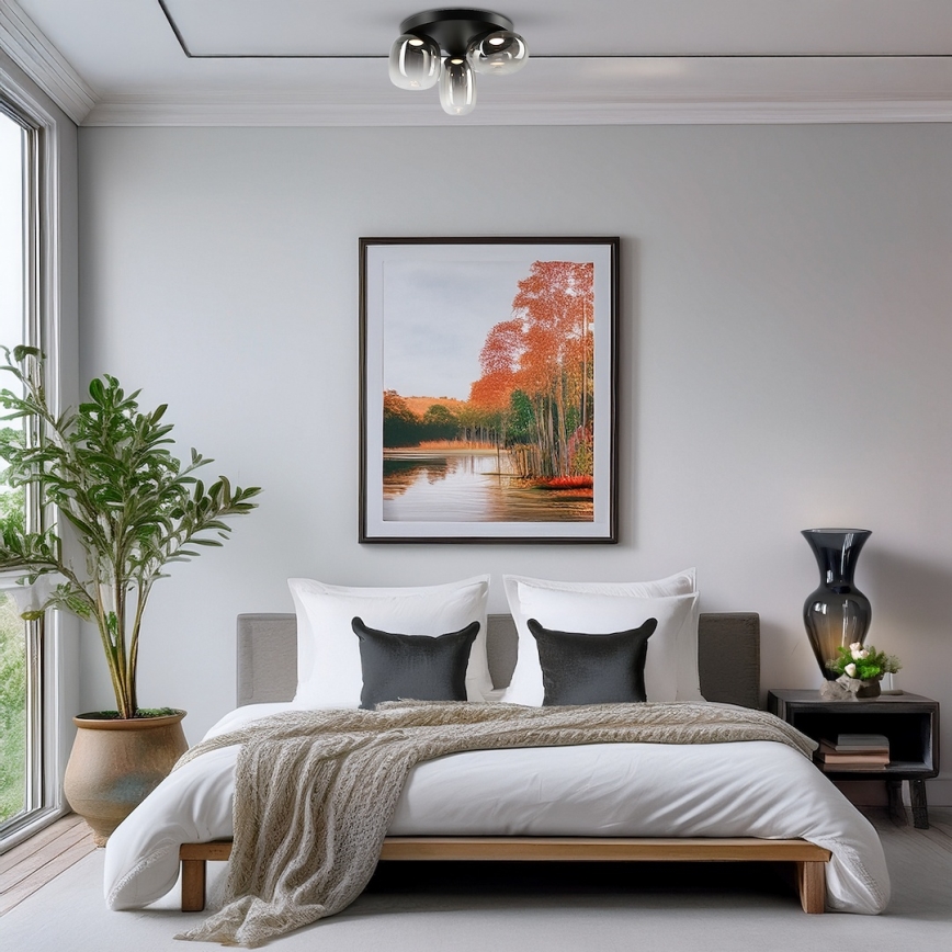 LED Плафониера VASO LED/12W/230V Ø 42 см черен/опушен