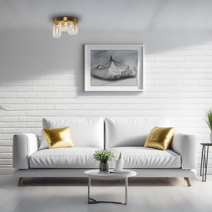 LED Плафониера VASO LED/12W/230V Ø 42 см златист/опушен