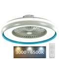 LED Плафониера с вентилатор LED/45W/230V 3000/4000/6500K син + дистанционно управление