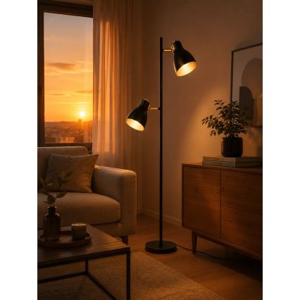 LED подова лампа 2xE27/7W/230V 2700K черна