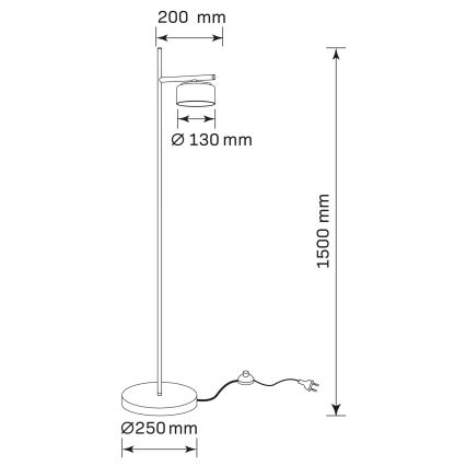 LED подова лампа OFELIA 1xGX53/6W/230V черна/опушена