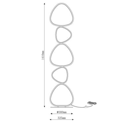 LED подова лампа PETRA LED/48W/230V черна