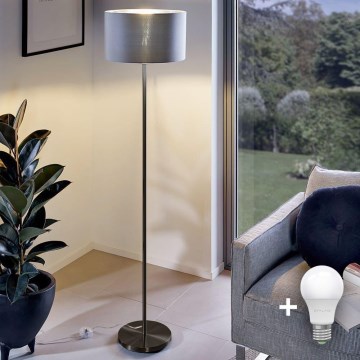 LED подова лампа TUNJA 1xE27/20W/230V, Ø 30 см, черна/сива