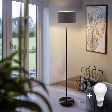 LED подова лампа TUNJA 1xE27/20W/230V Ø 30 см черна/таупе