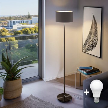 LED подова лампа TUNJA 1xE27/20W/230V Ø 30 см черна/кафява