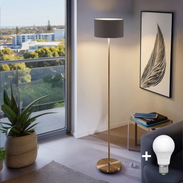 LED подова лампа TUNJA 1xE27/20W/230V Ø 30 см златна/кафява