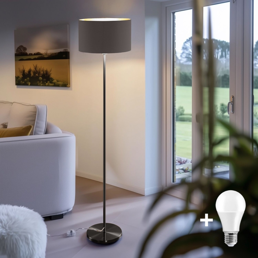 LED подова лампа TUNJA 1xE27/20W/230V Ø 38 см, черна/кафява