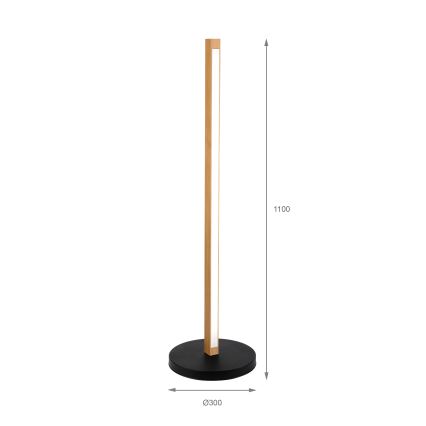 LED подова лампа VERDE LED/18W/230V 3000K дъб/черна