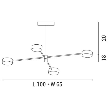 LED Полилей 4xLED/12W/230V 4000K златист