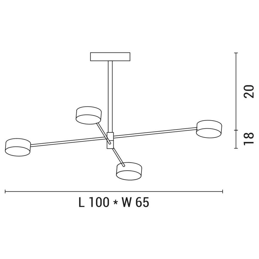 LED Полилей 4xLED/12W/230V 4000K златист