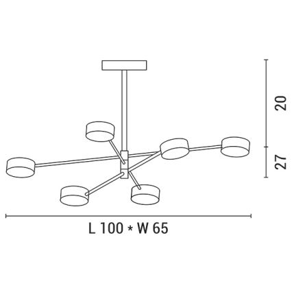 LED Полилей LED/30W/230V 3000K златист