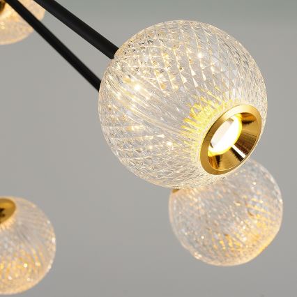 LED полилей на штанга GELA 12xLED/5W/230V 3000K черен/златен