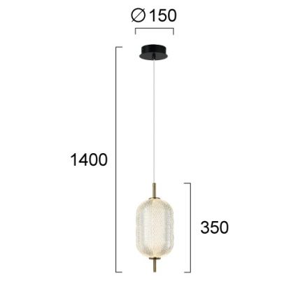 LED полилей на стоманено въже PELLUCID LED/11W/230V златист/прозрачен