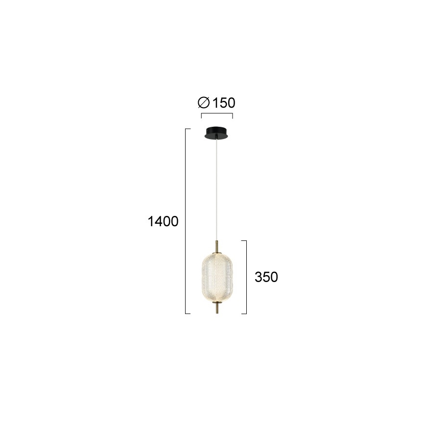 LED полилей на стоманено въже PELLUCID LED/11W/230V златист/прозрачен