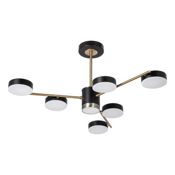 LED полилей на тръба 6xLED/7W/230V + LED/6W 3000-6000K Ø 69 см златисто/черно