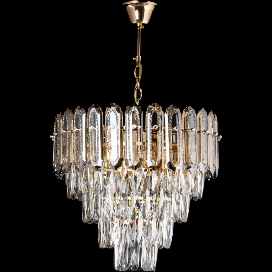 LED полилей на верига 7xE27/60W/230V + 4xLED/6W pr. 40 cm златен