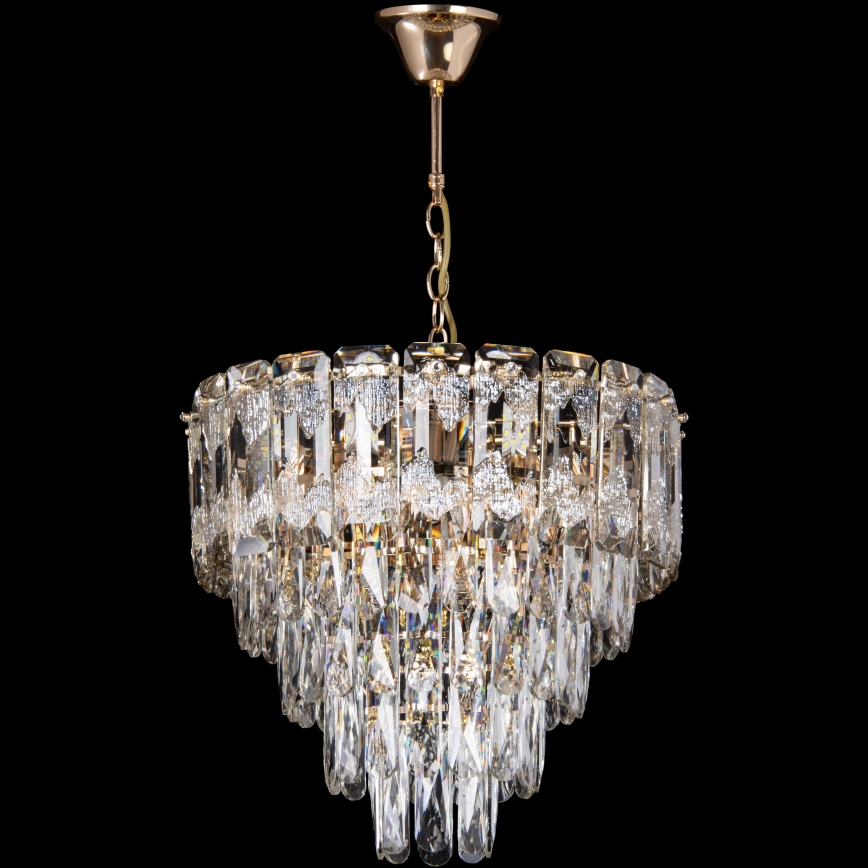 LED полилей на верига 7xE27/60W/230V + 4xLED/6W Ø 40 см златист