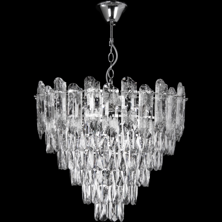 LED полилей на верига 9xE27/60W/230V + 6xLED/6W, диаметър 50 см, лъскав хром