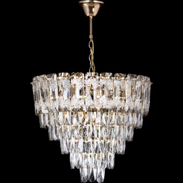 LED полилей на верига 9xE27/60W/230V + 6xLED/6W Ø 50 см златист