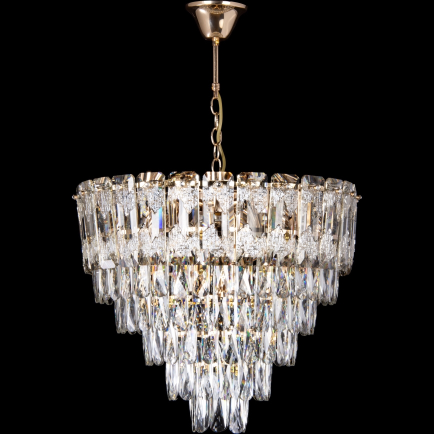 LED полилей на верига 9xE27/60W/230V + 6xLED/6W Ø 50 см златист