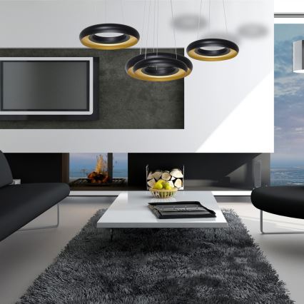 LED Полилей на верижка RONDO 3xLED/12W/230V черна