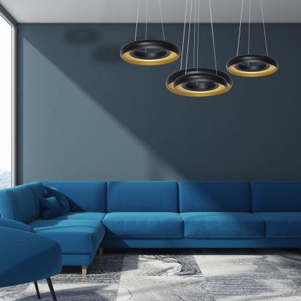 LED Полилей на верижка RONDO 3xLED/12W/230V черна