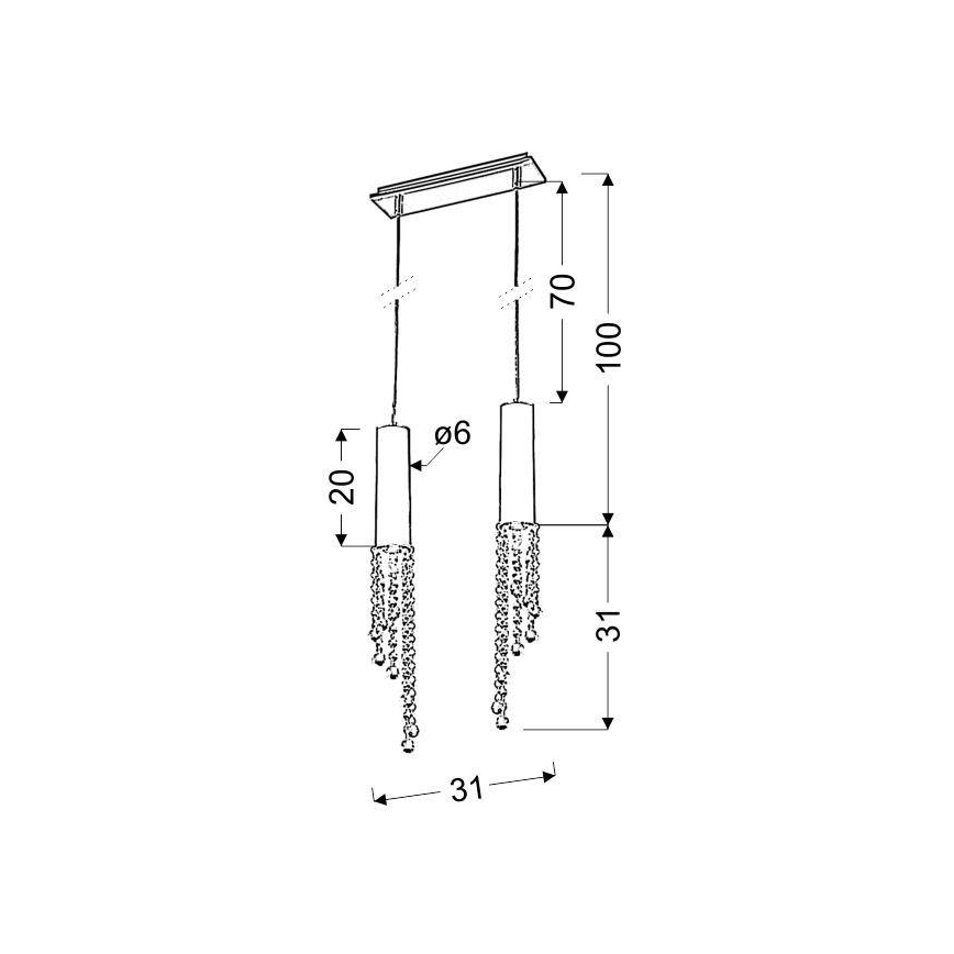 LED Полилей на въже DUERO 2xLED/3W/230V