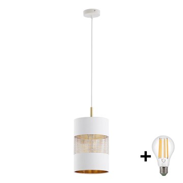 LED полилей на кабел BOGART 1xE27/15W/230V бял/златен