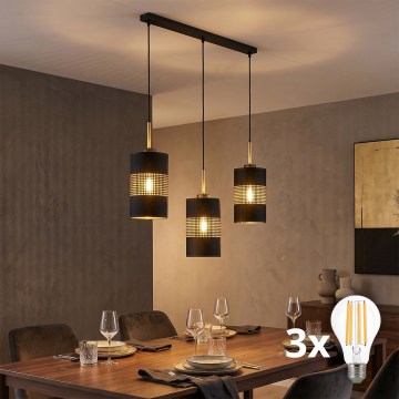 LED полилей на кабел BOGART 3xE27/15W/230V черен/златист