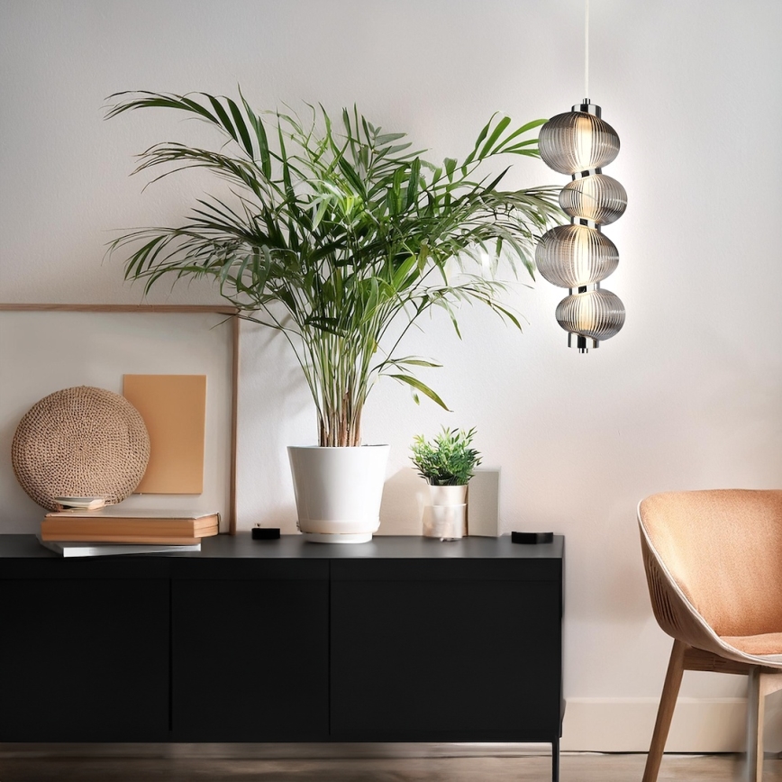 LED полилей на кабел BOLLA LED/17W/230V, диаметър 16 см, лъскав хром/димно сив