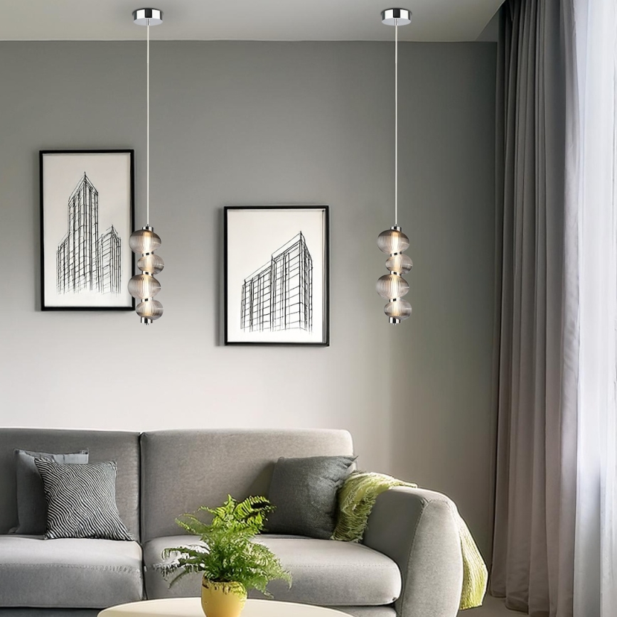 LED полилей на кабел BOLLA LED/17W/230V, диаметър 16 см, лъскав хром/димно сив