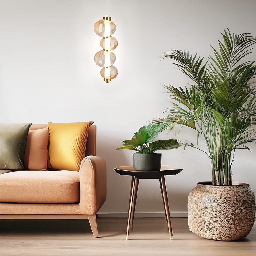 LED полилей на кабел BOLLA LED/17W/230V, диаметър 16 см, златист/димно бежов