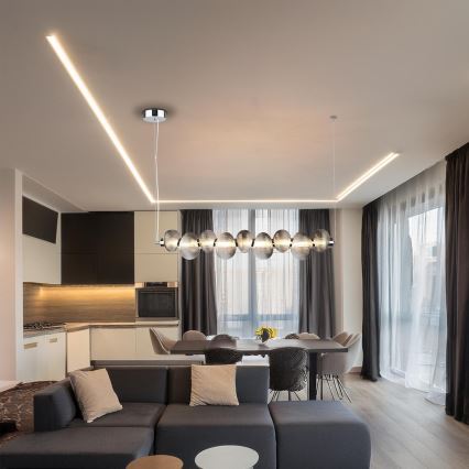 LED полилей на кабел BOLLA LED/32W/230V лъскав хром/опушено сиво