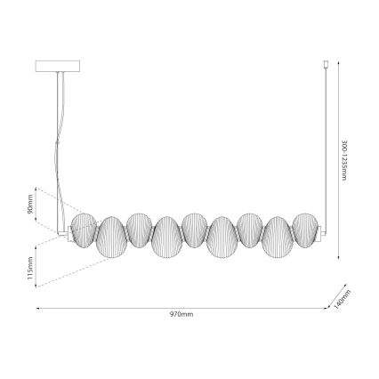 LED полилей на кабел BOLLA LED/32W/230V лъскав хром/опушено сиво