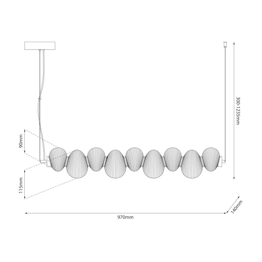 LED полилей на кабел BOLLA LED/32W/230V лъскав хром/опушено сиво