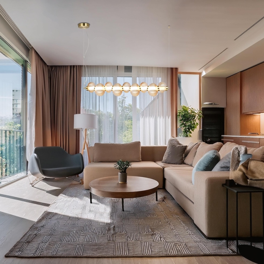 LED полилей на кабел BOLLA LED/32W/230V златист/опушено бежово