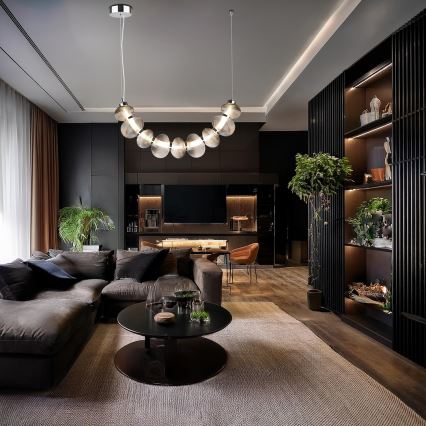 LED полилей на кабел BOLLA LED/36W/230V лъскав хром/димно сив