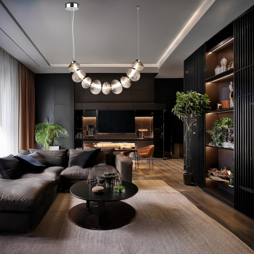 LED полилей на кабел BOLLA LED/36W/230V лъскав хром/димно сив