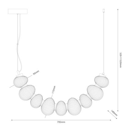 LED полилей на кабел BOLLA LED/36W/230V златист/опушено бежово