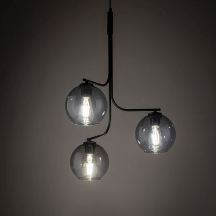 LED полилей на кабел CESAR 3xE27/15W/230V черен/димно сив