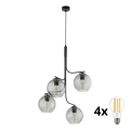 LED полилей на кабел CESAR 4xE27/15W/230V черен/опушено сиво