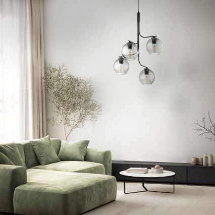 LED полилей на кабел CESAR 4xE27/15W/230V черен/опушено сиво